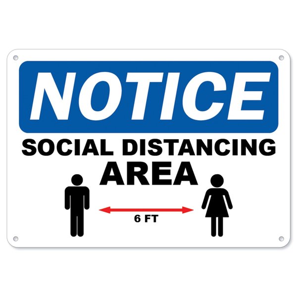 Signmission OSHA Sign, Social Distancing Area, 24in X 18in Rigid Plastic, 24" W, 18" H, Social Distancing Area OS-NS-P-1824-25594